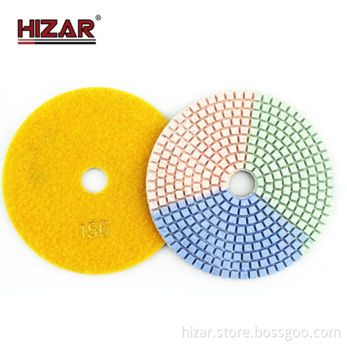 Hizar 125mm Diamond Polishing Pads, 3mm Thickness, 3 Color Options for Stone/Marble/Granite
